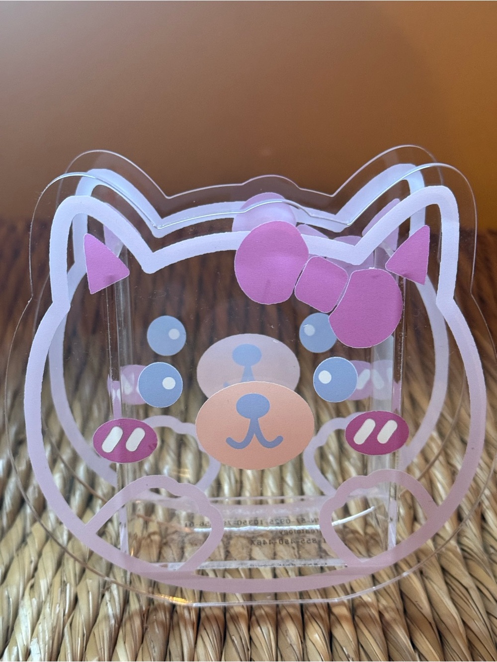 Kawaii Clear Cat-Shaped Acrylic Organizer with Lavender Accent. NWOT - Picture 8 of 9